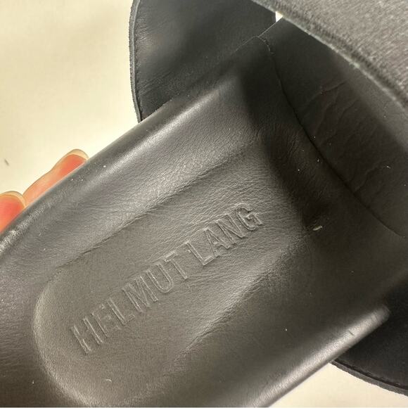 Helmut Lang Women’s Size 37/US 7 Black Blue Python Open Toe Slide Sandals - Picture 3 of 7